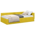 vidaXL Cadre de lit d'angle Jaune 100 cm x 200 cm tissu