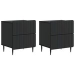 vidaXL Cabinet de chevet avec tiroir 2 Pièces Noir 43 x 34 5 x 49 5 cm