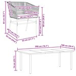 vidaXL Ensemble à manger de jardin coussins 7Pièces noir poly rotin verre