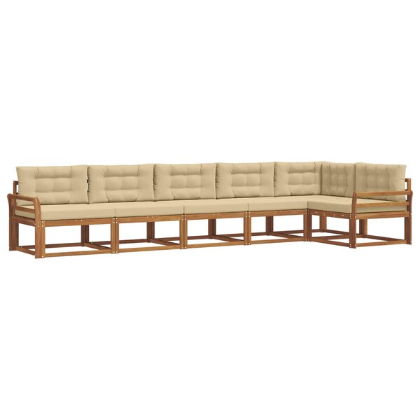 vidaXL Ensemble de canapés d'extérieur 6 pc Naturel et Beige