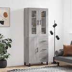 vidaXL Buffet haut Sonoma gris 69 5x34x180 cm Bois d'ingénierie