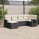 vidaXL Salon de jardin 6 Pièces avec coussins noir résine tressée