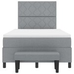 vidaXL Lit avec Sommier et Banc Gris Clair 120x200 cm Tissu