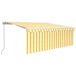 vidaXL Auvent manuel rétractable avec store 4x3 m Jaune et blanc
