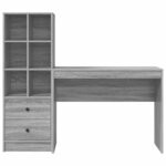vidaXL Bureau avec rangement 2 Pièces Sonoma gris 100 x 40 x 76 cm