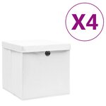 vidaXL Boîtes de rangement avec couvercles 4 Pièces 28x28x28 cm Blanc