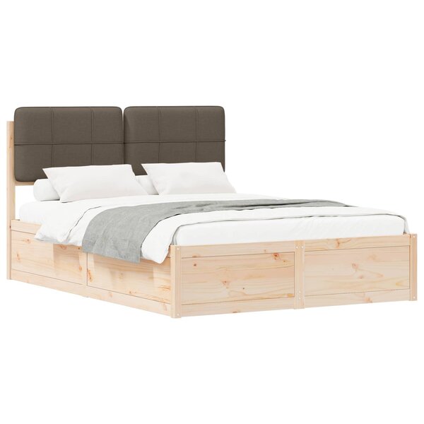 vidaXL Cadre de lit avec tête de lit rembourrée Taupe 140 x 190 cm