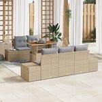 vidaXL Ensemble de Salle à Manger de Jardin 6 Pièces avec Coussins Beige Poly Rattan Acacia