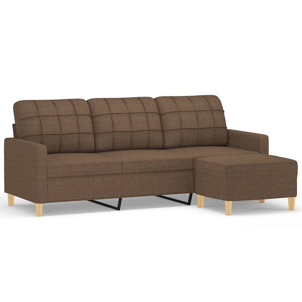 vidaXL Canapé à 3 places avec repose-pieds Marron 180 cm Tissu