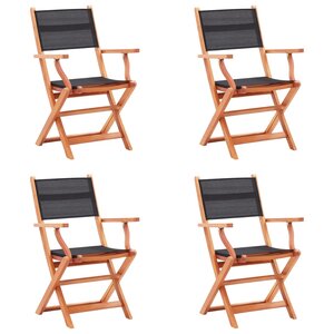 vidaXL Chaises pliables de jardin lot de 4 Noir Eucalyptus textilène