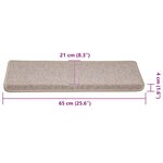 vidaXL Tapis d'escalier 30 pièces 65 x 21 x 4 cm Taupe Bordure rectangulaire