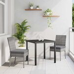 vidaXL Ensemble de salle à manger pour jardin 3 Pièces Gris Poly rotin