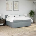vidaXL Sommier à lattes de lit avec matelas Gris clair 200x200cm Tissu