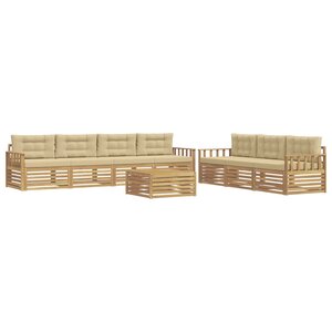 vidaXL Ensemble de canapés d'extérieur 8 Pièces Blanc et Beige