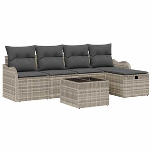 vidaXL Ensemble de canapé de jardin 6 Pièces Gris clair Poly rotin