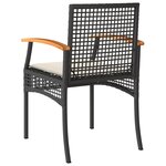 vidaXL Chaises de jardin coussins lot de 4 noir résine tressée acacia