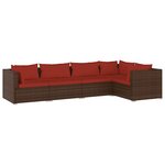 vidaXL Salon de jardin 5 Pièces avec coussins résine tressée marron