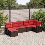 vidaXL Salon de jardin avec coussins 7 Pièces marron résine tressée