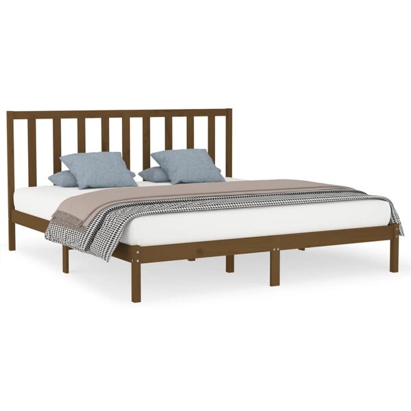 vidaXL Cadre de lit Marron miel Bois massif 200x200 cm