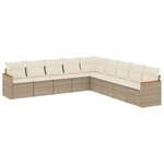 vidaXL Salon de jardin avec coussins 9 Pièces beige résine tressée