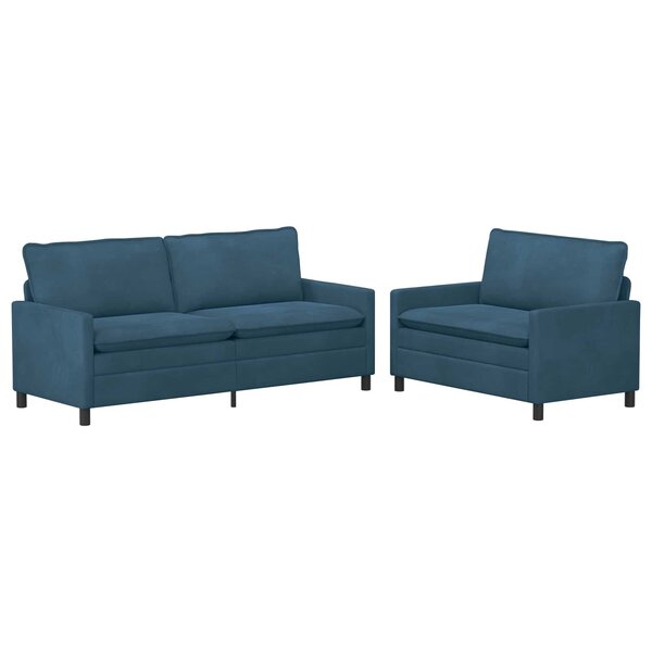 vidaXL Ensemble de Canapés 2 Pièces Bleu Velours