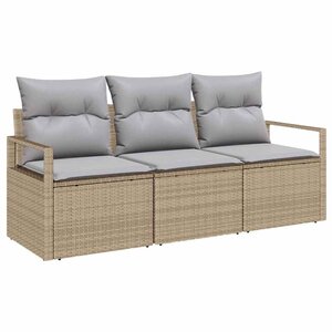 vidaXL Ensemble de canapé de jardin 3 Pièces Beige Poly rotin