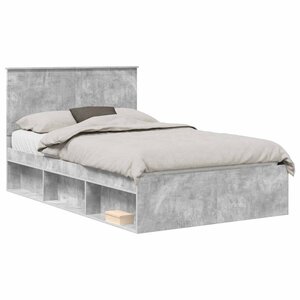vidaXL Cadre de lit Béton 120 x 190 cm Bois de pin massif