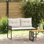 vidaXL Banc extérieur Noir et blanc crème 118 x 55 x 82 cm