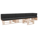 vidaXL Salon de jardin palette 4Pièces avec coussins bois de pin imprégné