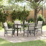vidaXL Ensemble de salle à manger de jardin 5 pièces avec coussins noir poly rattan