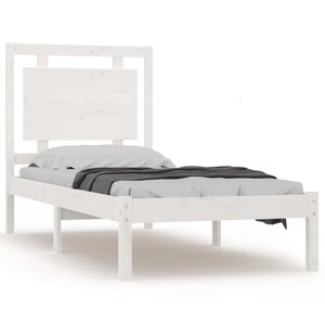 vidaXL Cadre de lit Blanc Bois massif 75x190 cm Petit simple