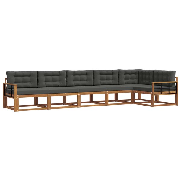 vidaXL Ensemble de canapés d'extérieur 6 Pièces Naturel et Anthracite
