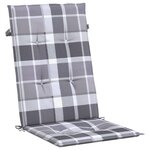 vidaXL Coussins de chaise jardin à dossier haut lot de 2 carreaux gris