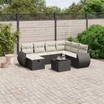 vidaXL Salon de jardin 8 Pièces avec coussins noir résine tressée
