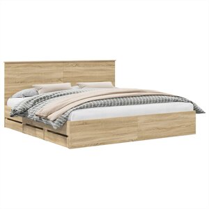 vidaXL Cadre de lit Chêne Sonoma 200 x 200 cm Bois Ingénierie