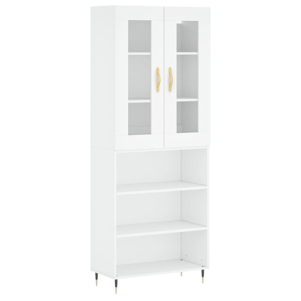 vidaXL Buffet haut Blanc 69 5x34x180 cm Bois d'ingénierie