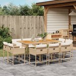 vidaXL Ensemble à manger de jardin et coussins 11 Pièces beige poly rotin