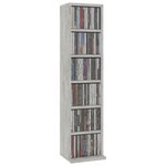 vidaXL Armoire à CD Gris béton 21x20x88 cm Bois d'ingénierie