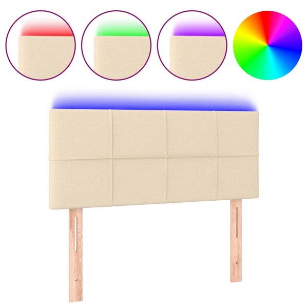 vidaXL Tête de lit à LED Crème 100x5x78/88 cm Tissu