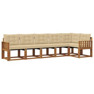 vidaXL Ensemble de canapés d'extérieur 6 pc Naturel et Beige