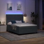 vidaXL Lit à Ressorts avec Matelas LED Gris foncé 140 x 190 cm Velours