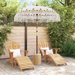 vidaXL Parasol balinais 260 Crème 180-190 cm Coton et bois massif