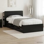 vidaXL Cadre de lit avec rangement Noir 75 x 190 cm Bois d'ingénierie