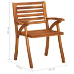 Vidaxl chaises à dîner de jardin avec coussins 2 pièces acacia massif
