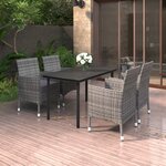 vidaXL Mobilier à dîner de jardin coussins 5 Pièces Résine tressée Verre