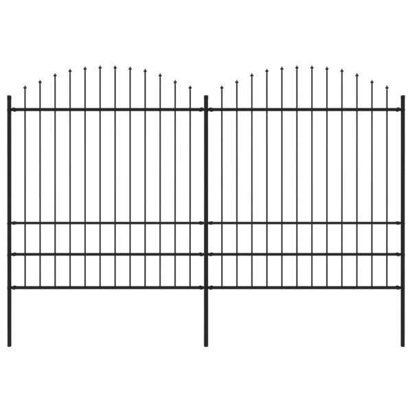 vidaXL Clôture de jardin à dessus en lance Acier (1 75-2)x3 4 m Noir