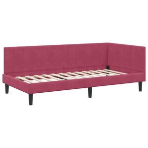 vidaXL Cadre de lit d'angle Rouge bordeaux 100 x 200 cm Velours