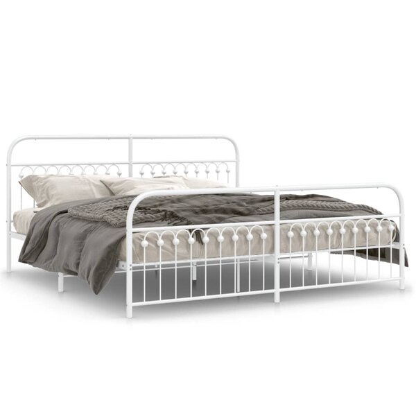 vidaXL Cadre de lit métal sans matelas et pied de lit blanc 193x203 cm