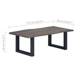 vidaXL Table basse avec bord naturel Gris 115x60x40 cm Bois d'acacia