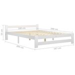 vidaXL Cadre de lit Blanc Bois de pin massif 160x200 cm